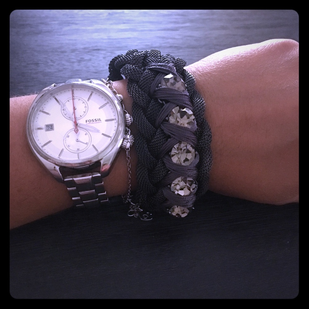 Banana Republic gunmetal grey mesh bracelet